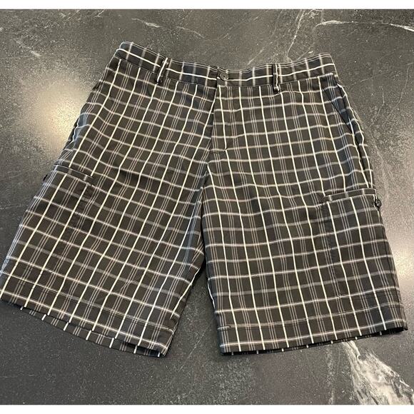 ADIDAS Golf Men's NWOT black and white plaid shorts 34 - Picture 1 of 8